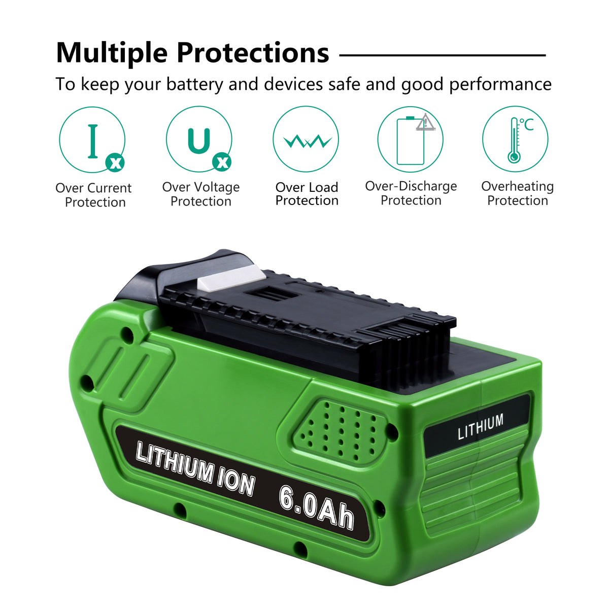 40V 6.0Ah Li-Ion Replacement Battery For Greenworks G-MAX Power Tools –  Batteriol