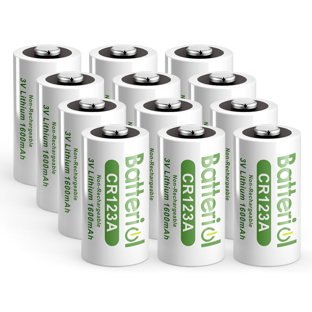 CR123A 3V Lithium Battery 12 Pack, 123 Batteries Lithium High Capacity for Alarm Smart Sensors, Home Security Automation Devices. (Non-Rechargeable)