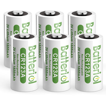 CR123A 3V Lithium Battery 6 Pack, 123 Batteries Lithium High Capacity for Alarm Smart Sensors, Home Security Automation Devices. (Non-Rechargeable)